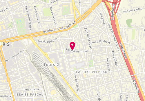 Plan de Hertz - Location de voitures - Tours, 57 Rue Marcel Tribut, 37000 Tours